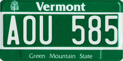 VT license plate AOU585