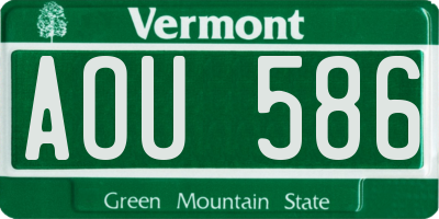 VT license plate AOU586