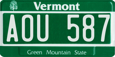 VT license plate AOU587