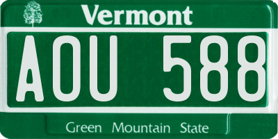 VT license plate AOU588