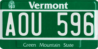VT license plate AOU596