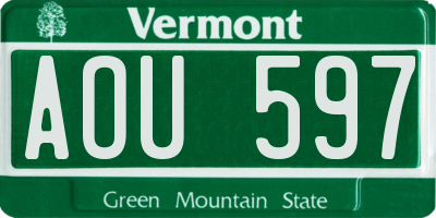 VT license plate AOU597
