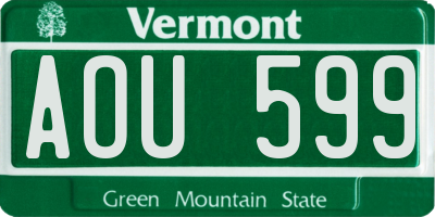 VT license plate AOU599