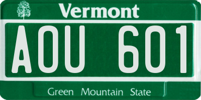 VT license plate AOU601