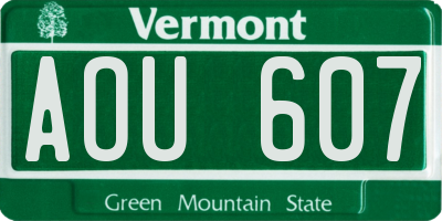 VT license plate AOU607