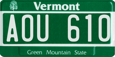 VT license plate AOU610