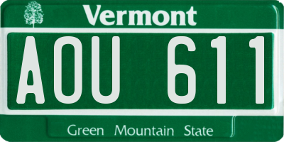 VT license plate AOU611