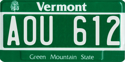 VT license plate AOU612