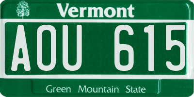 VT license plate AOU615