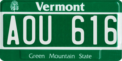 VT license plate AOU616