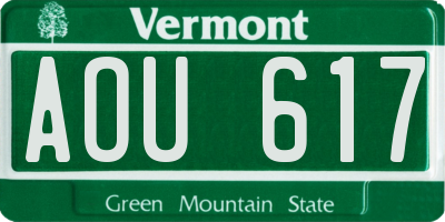 VT license plate AOU617