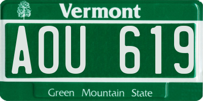 VT license plate AOU619