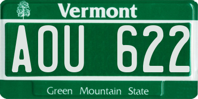VT license plate AOU622
