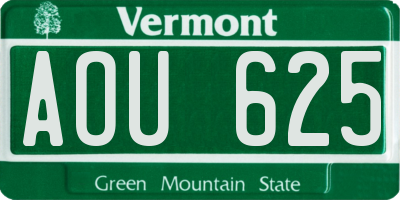 VT license plate AOU625