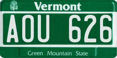 VT license plate AOU626