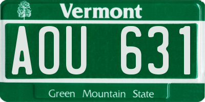 VT license plate AOU631