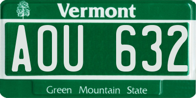 VT license plate AOU632