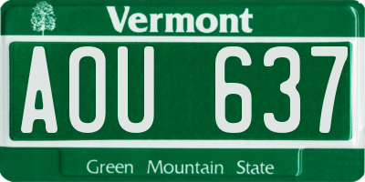 VT license plate AOU637