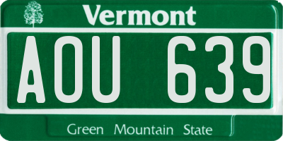 VT license plate AOU639