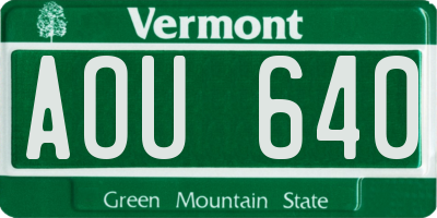 VT license plate AOU640