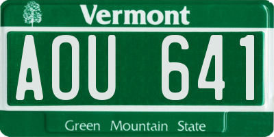 VT license plate AOU641