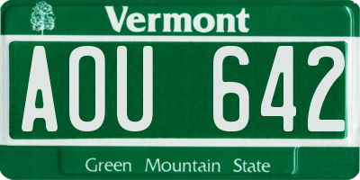VT license plate AOU642