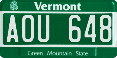 VT license plate AOU648
