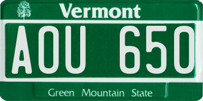 VT license plate AOU650