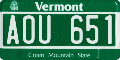 VT license plate AOU651