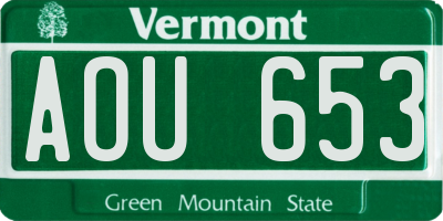 VT license plate AOU653