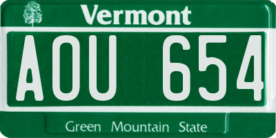 VT license plate AOU654