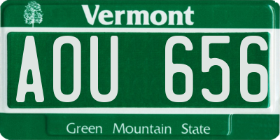 VT license plate AOU656