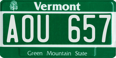 VT license plate AOU657