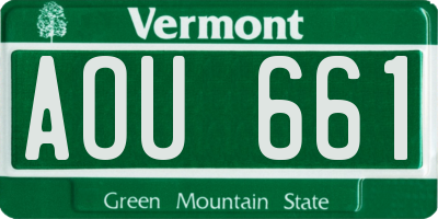 VT license plate AOU661