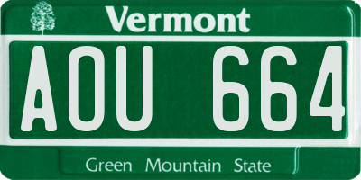 VT license plate AOU664