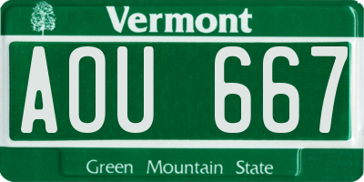 VT license plate AOU667