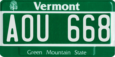 VT license plate AOU668