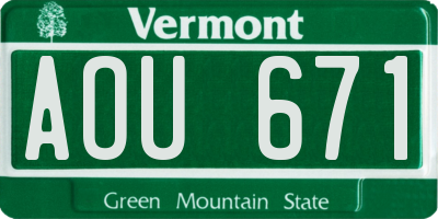VT license plate AOU671