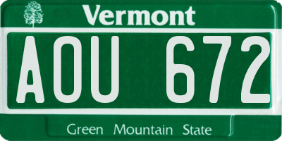 VT license plate AOU672