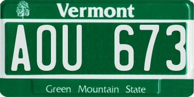 VT license plate AOU673