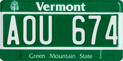 VT license plate AOU674