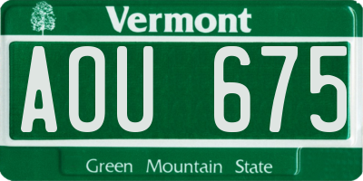 VT license plate AOU675