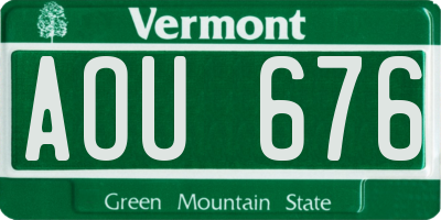 VT license plate AOU676
