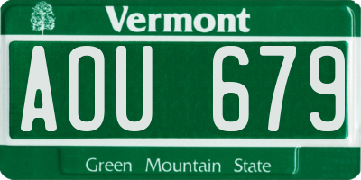 VT license plate AOU679