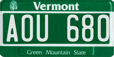 VT license plate AOU680