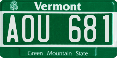 VT license plate AOU681