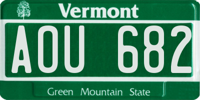 VT license plate AOU682