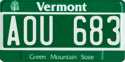VT license plate AOU683