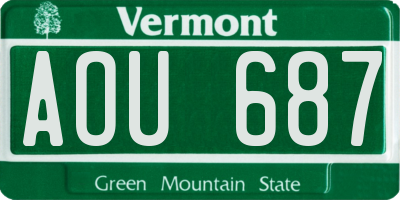 VT license plate AOU687