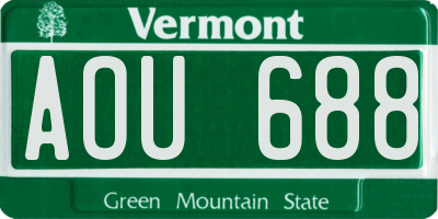 VT license plate AOU688